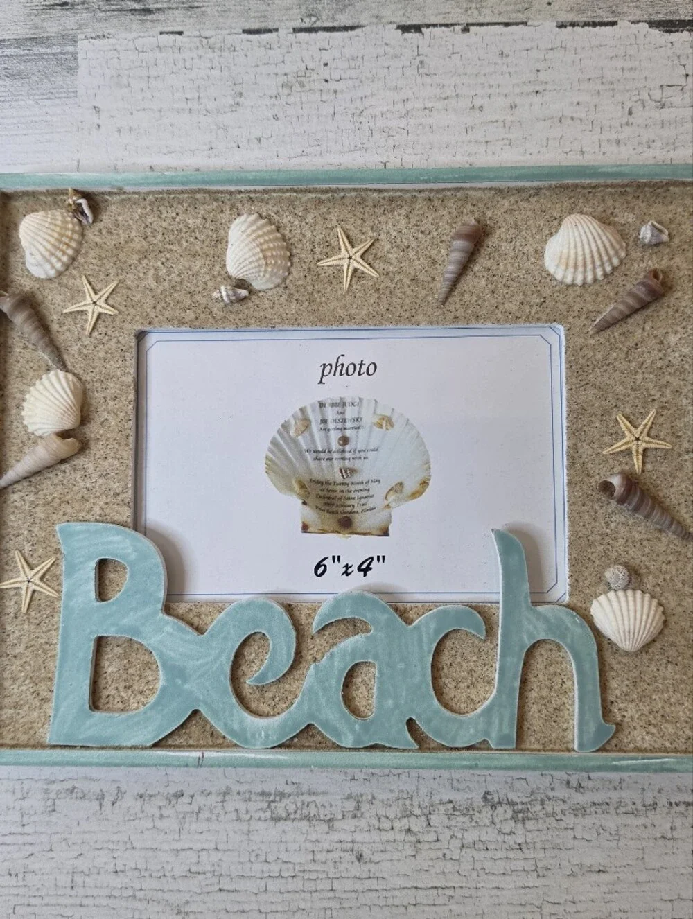 Beach Seashell Starfish Photo Frame 4x6 Aqua Coastal Nautical Decor NEW